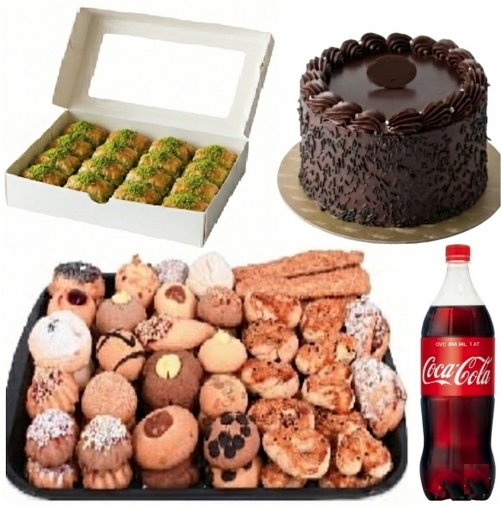 6-9 Kişilik Çikolatalı Yaş Pasta + Kuru Pasta + Fıstıklı Baklava Menü