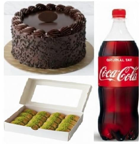 9-10 Kişilik Çikolatalı Yaş Pasta ve 1 kg Fıstıklı Baklava Menüsü